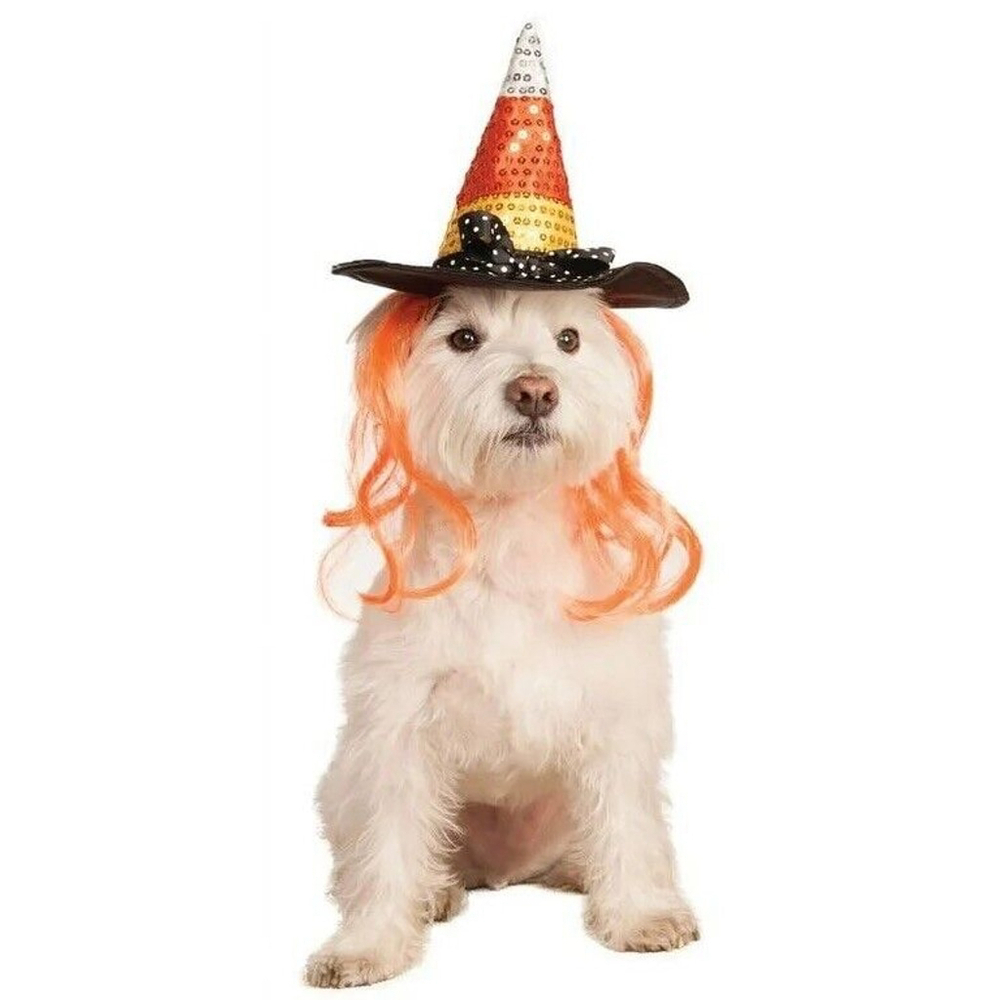 Rubies Pet Shop Boutique Candy Corn Hat with Wig Hair Costume Dog Size M/L NEW